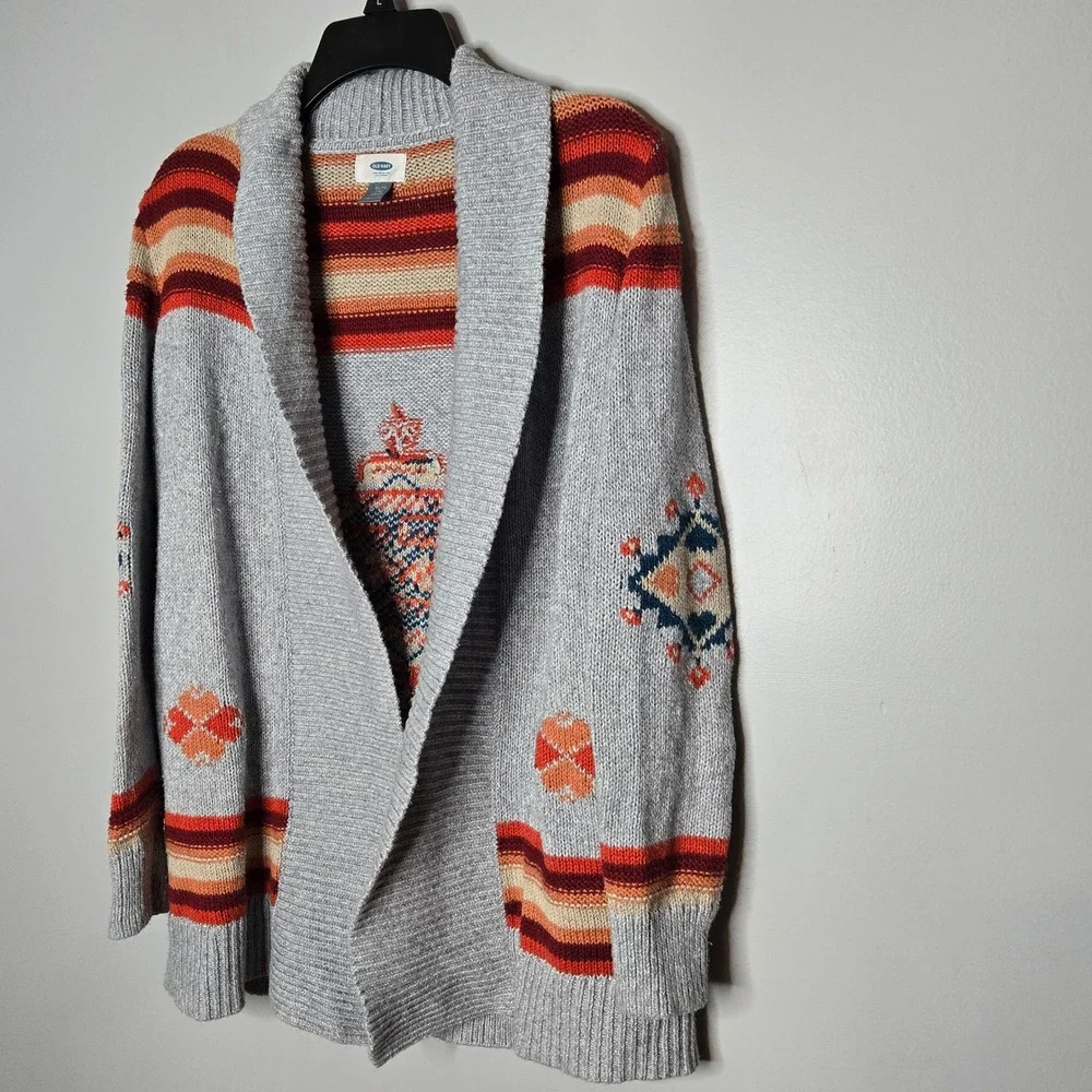 Old Navy Girls XL 14 Gray‎ southwestern Tribal Aztec Pattern Cardigan Sweater